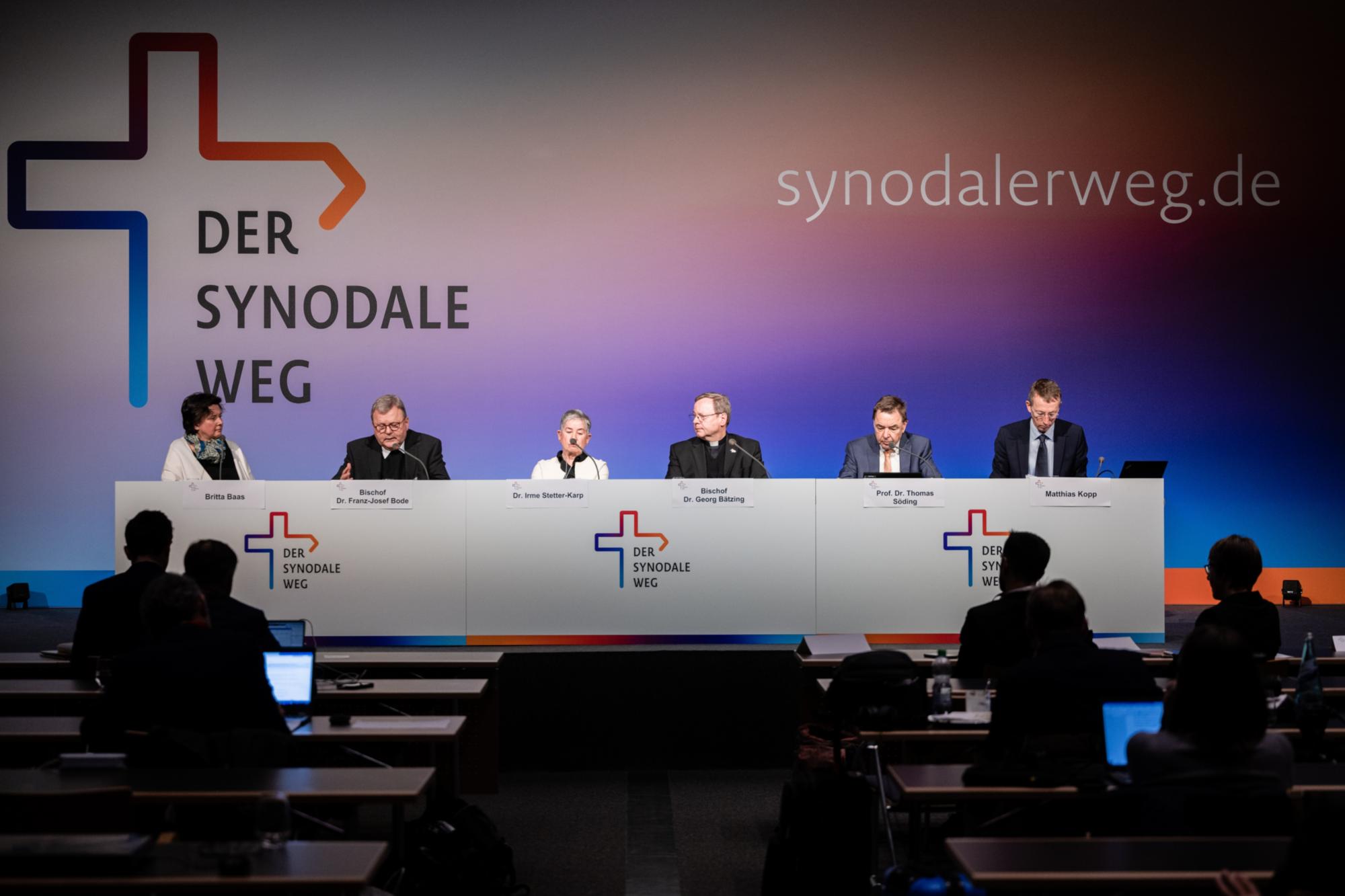 Fünfte Synodalversammlung des Synodalen Weges: Podium bei der Abschluss-Pressekonferenz (11.03.2023)