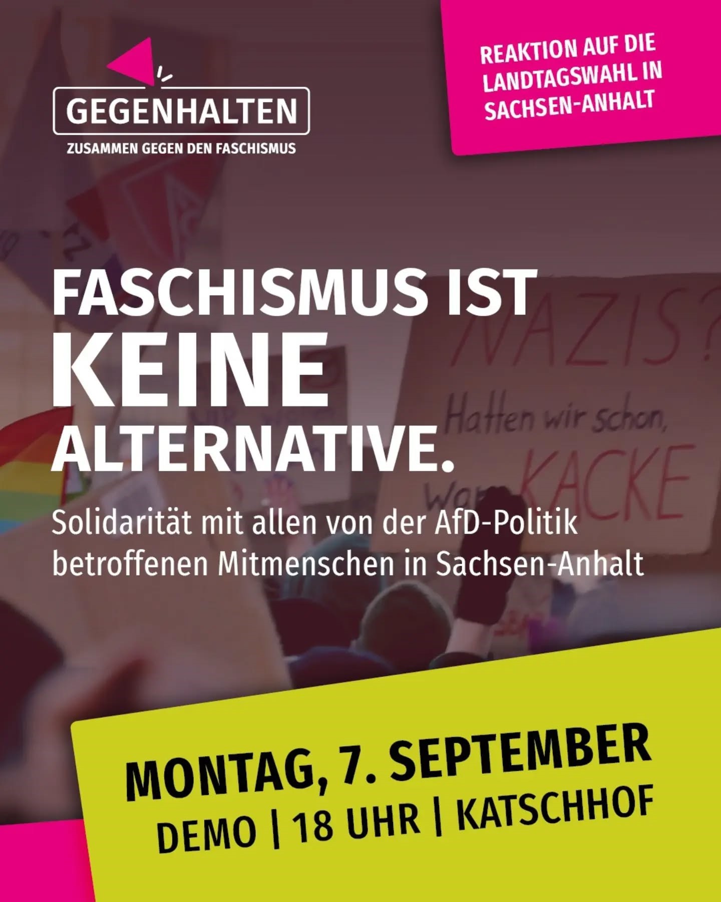 Demo 07.09.2026 | 18 Uhr | Katschhof Aachen (c) Gegenhalten - zusammen gegen den Faschismus