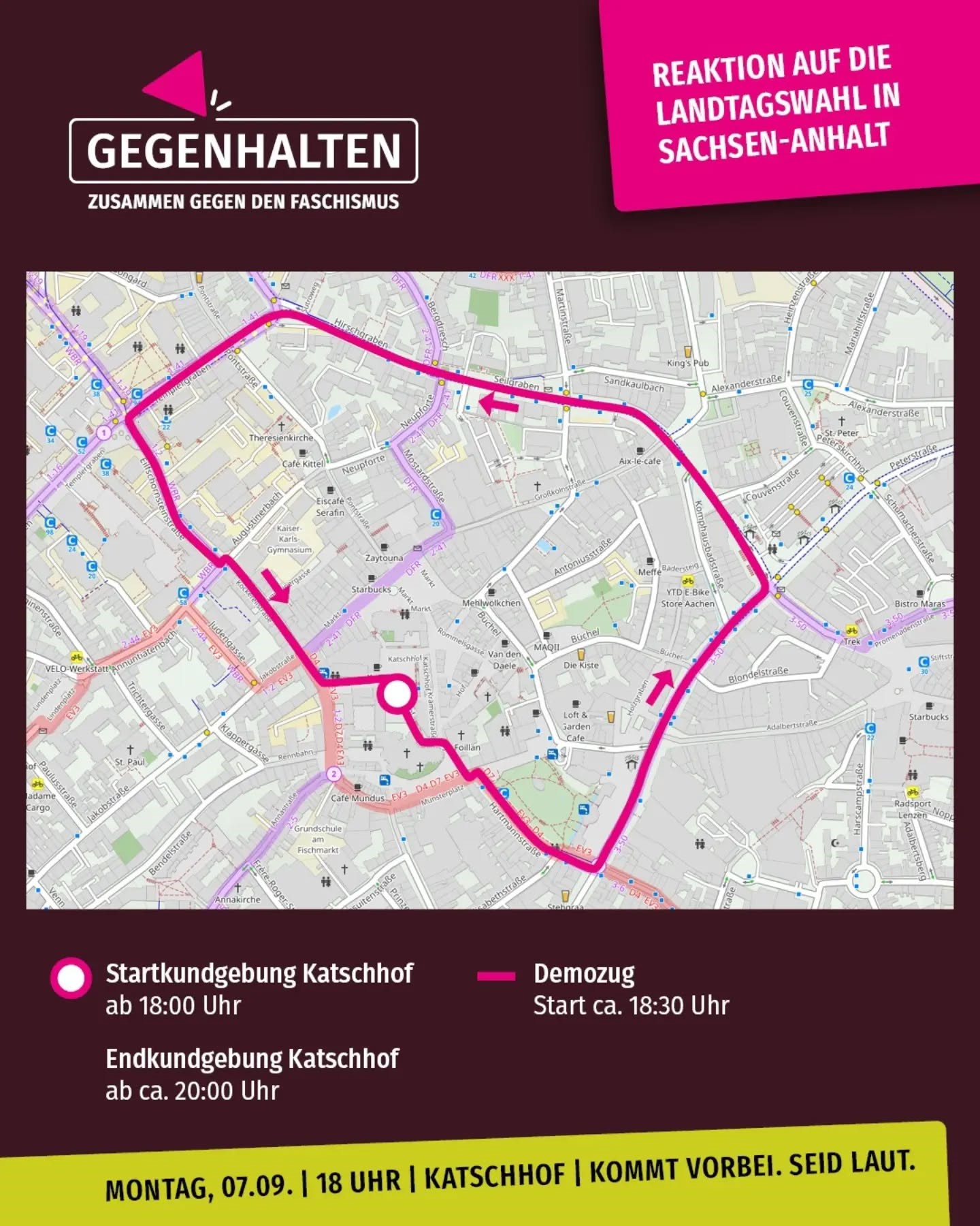 Demo 07.09.2026 | 18 Uhr | Katschhof Aachen (c) Gegenhalten - zusammen gegen den Faschismus